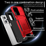 For Redmi Note 12 Pro Global Camshield Robot TPU Hybrid PC Phone Case(Red)