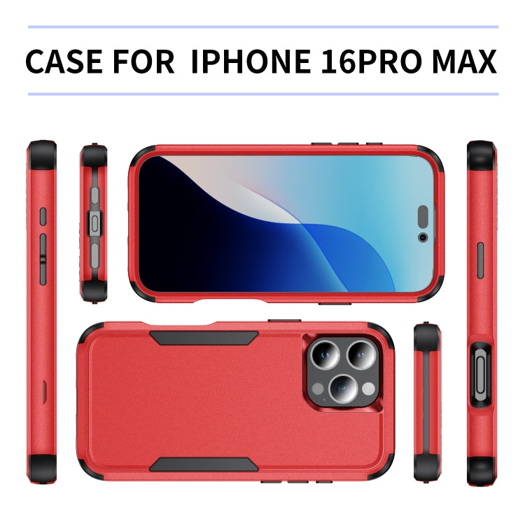 For iPhone 16 Pro Max Commuter Shockproof TPU + PC Phone Case(Red+Black)