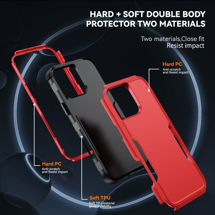 For iPhone 16 Pro Max Commuter Shockproof TPU + PC Phone Case(Red+Black)