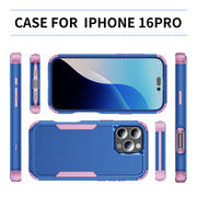 For iPhone 16 Pro Commuter Shockproof TPU + PC Phone Case(Royal Blue+Pink)