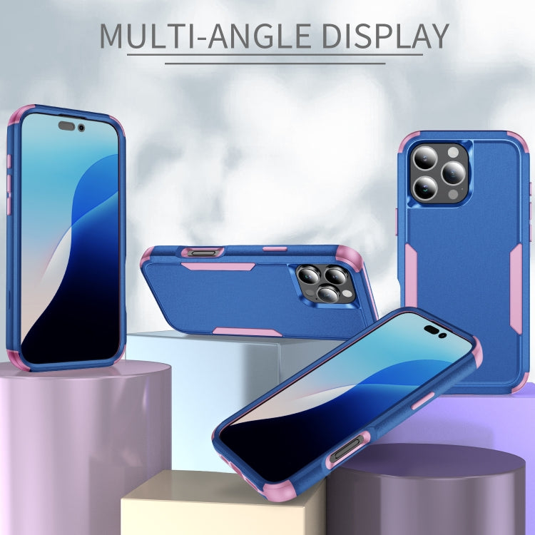 For iPhone 16 Pro Commuter Shockproof TPU + PC Phone Case(Royal Blue+Pink)