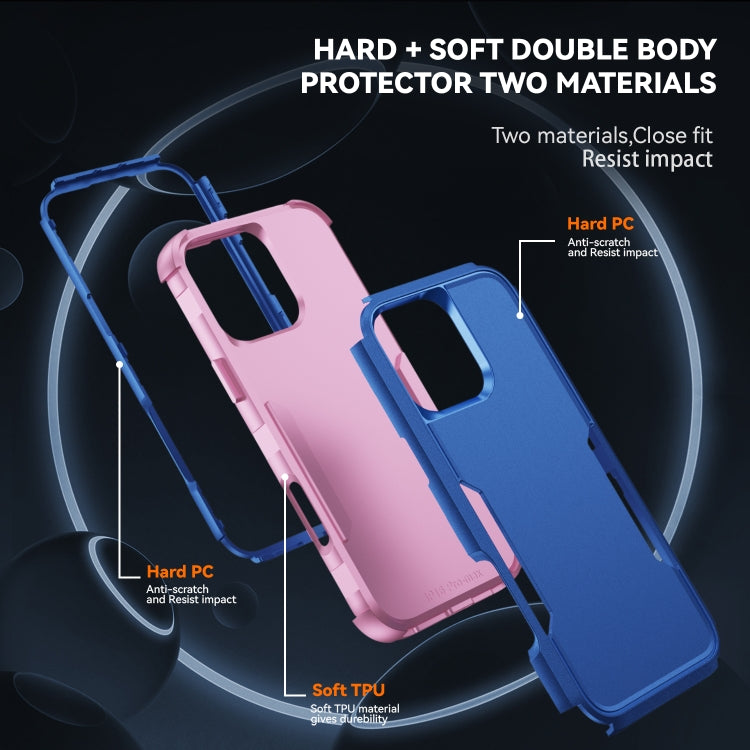 For iPhone 16 Pro Commuter Shockproof TPU + PC Phone Case(Royal Blue+Pink)