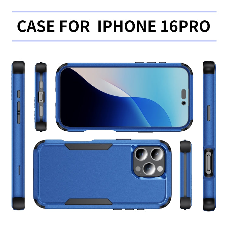 For iPhone 16 Pro Commuter Shockproof TPU + PC Phone Case(Royal Blue+Black)