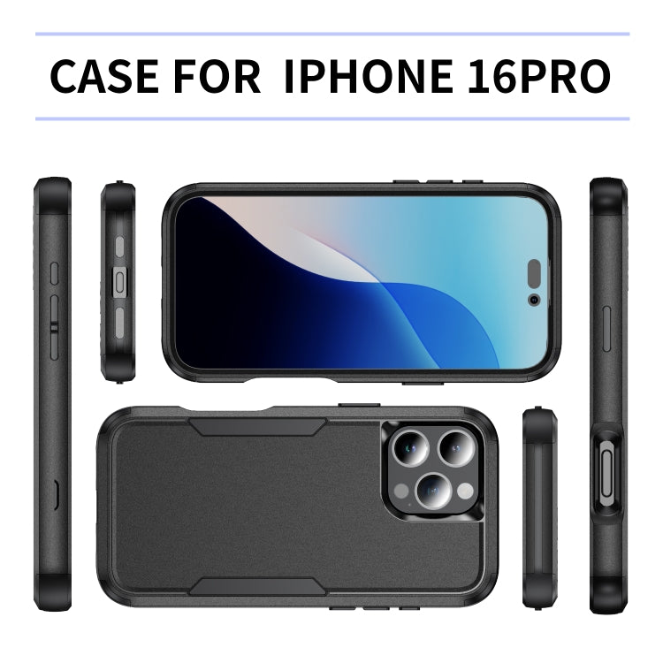 For iPhone 16 Pro Commuter Shockproof TPU + PC Phone Case(Black)