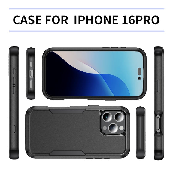 For iPhone 16 Pro Commuter Shockproof TPU + PC Phone Case(Black)
