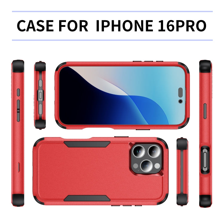 For iPhone 16 Pro Commuter Shockproof TPU + PC Phone Case(Red+Black)