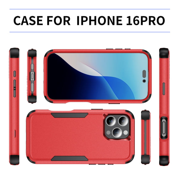 For iPhone 16 Pro Commuter Shockproof TPU + PC Phone Case(Red+Black)