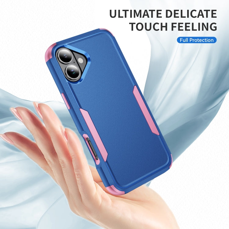 For iPhone 16 Plus Commuter Shockproof TPU + PC Phone Case(Royal Blue+Pink)