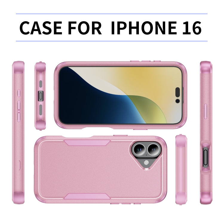 For iPhone 16 Plus Commuter Shockproof TPU + PC Phone Case(Pink)