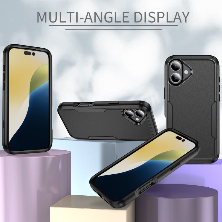For iPhone 16 Plus Commuter Shockproof TPU + PC Phone Case(Black)