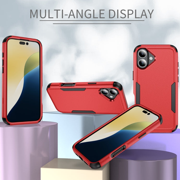 For iPhone 16 Plus Commuter Shockproof TPU + PC Phone Case(Red+Black)