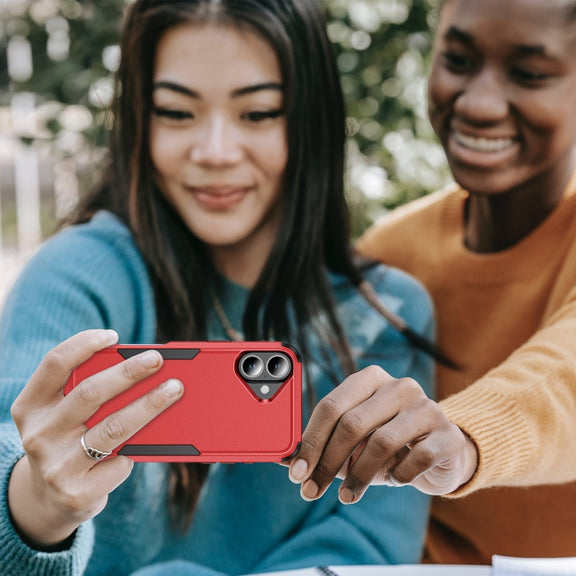 For iPhone 16 Plus Commuter Shockproof TPU + PC Phone Case(Red+Black)