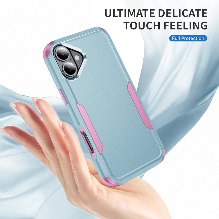 For iPhone 16 Plus Commuter Shockproof TPU + PC Phone Case(Grey Green+Pink)