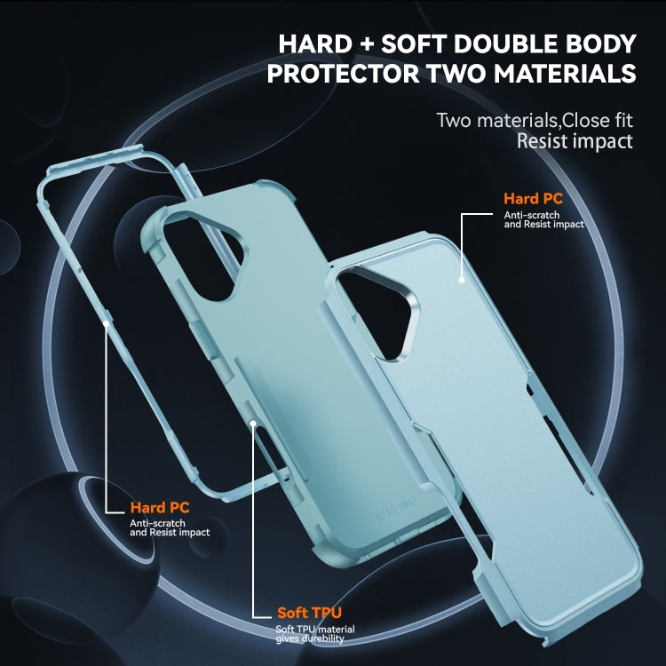 For iPhone 16 Plus Commuter Shockproof TPU + PC Phone Case(Grey Green)