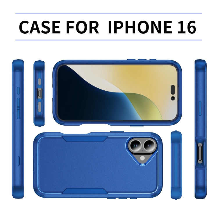 For iPhone 16 Commuter Shockproof TPU + PC Phone Case(Royal Blue)