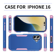 For iPhone 16 Commuter Shockproof TPU + PC Phone Case(Royal Blue+Pink)