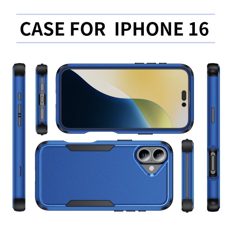 For iPhone 16 Commuter Shockproof TPU + PC Phone Case(Royal Blue+Black)