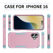 For iPhone 16 Commuter Shockproof TPU + PC Phone Case(Pink+Grey Green)