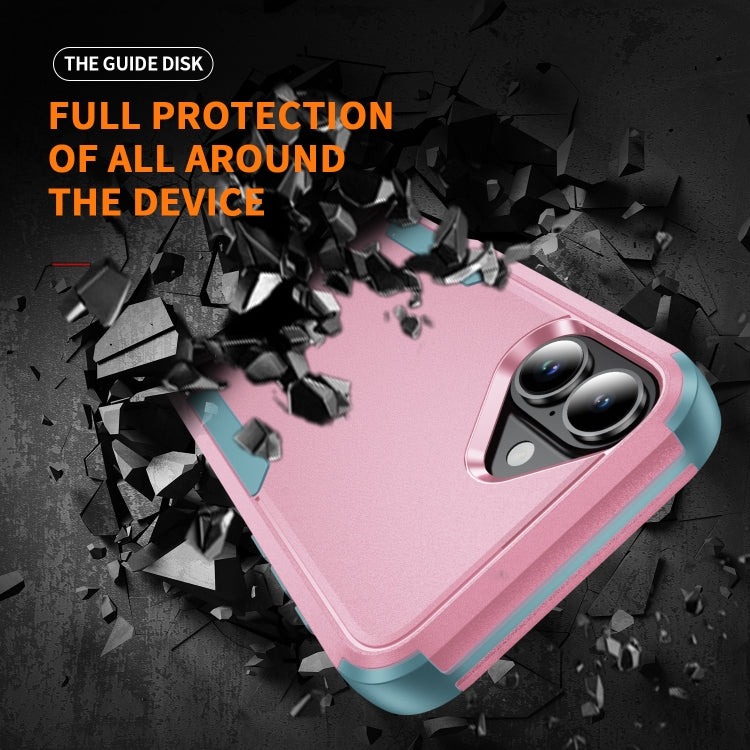 For iPhone 16 Commuter Shockproof TPU + PC Phone Case(Pink+Grey Green)