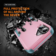 For iPhone 16 Commuter Shockproof TPU + PC Phone Case(Pink+Grey Green)