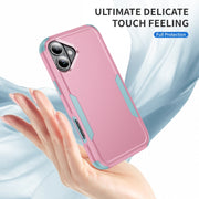 For iPhone 16 Commuter Shockproof TPU + PC Phone Case(Pink+Grey Green)