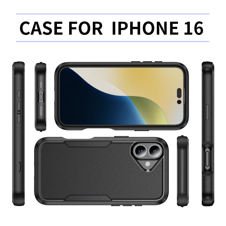 For iPhone 16 Commuter Shockproof TPU + PC Phone Case(Black)