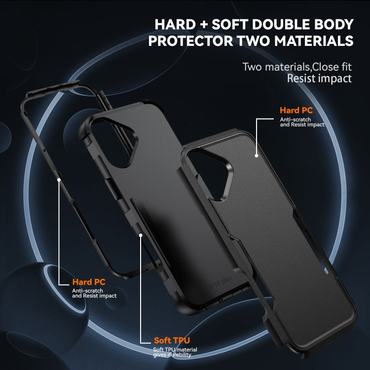 For iPhone 16 Commuter Shockproof TPU + PC Phone Case(Black)