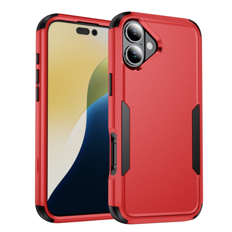 For iPhone 16 Commuter Shockproof TPU + PC Phone Case(Red+Black)