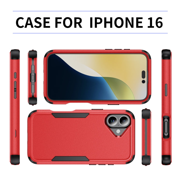 For iPhone 16 Commuter Shockproof TPU + PC Phone Case(Red+Black)