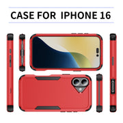 For iPhone 16 Commuter Shockproof TPU + PC Phone Case(Red+Black)