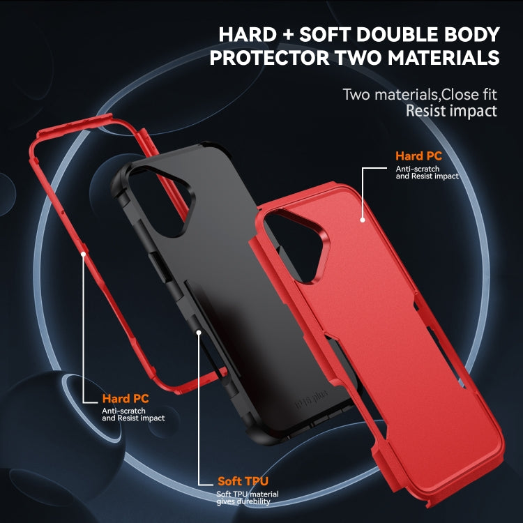 For iPhone 16 Commuter Shockproof TPU + PC Phone Case(Red+Black)