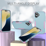 For iPhone 16 Commuter Shockproof TPU + PC Phone Case(Grey Green+Pink)