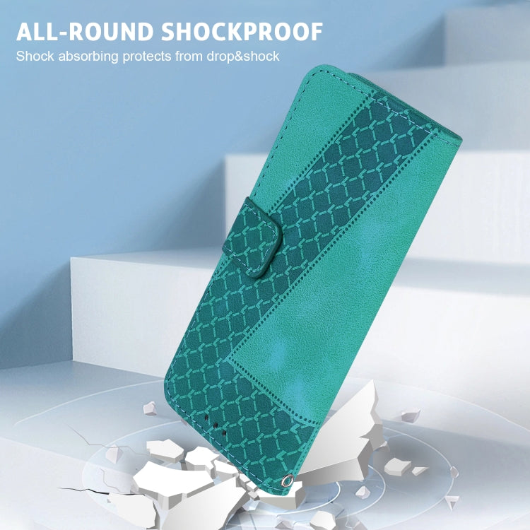 For Realme 12 5G 7-shaped Embossed Leather Phone Case(Green)