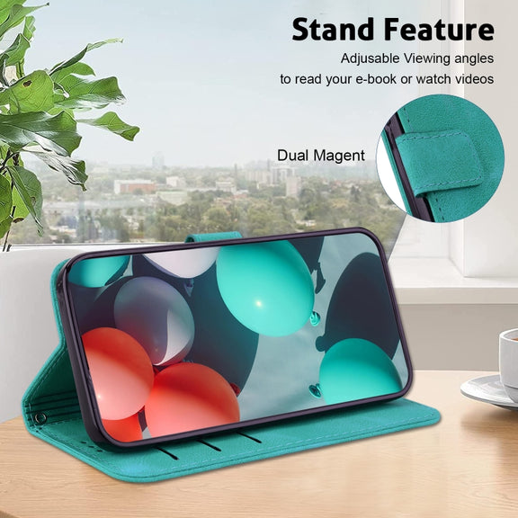 For Realme 12 5G 7-shaped Embossed Leather Phone Case(Green)