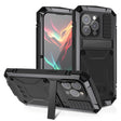 For iPhone 15 Pro R-JUST Shockproof Life Waterproof Dust-proof Metal + Silicone Phone Case with Holder(Black) - iPhone 15 Pro Cases by R-JUST | Online Shopping South Africa | PMC TechLife | Buy Now Pay Later Mobicred