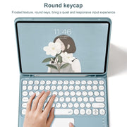 For Samsung Galaxy Tab S8+ / S7 FE / S7+ Round Cap Bluetooth Keyboard Leather Case with Pen Slot & Touchpad(Pink+White)