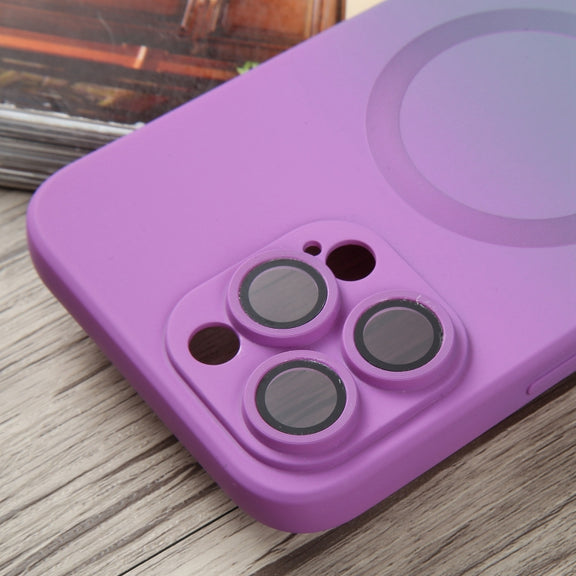 For iPhone 15 Pro Max Liquid TPU Silicone Gradient MagSafe Phone Case(Purple)