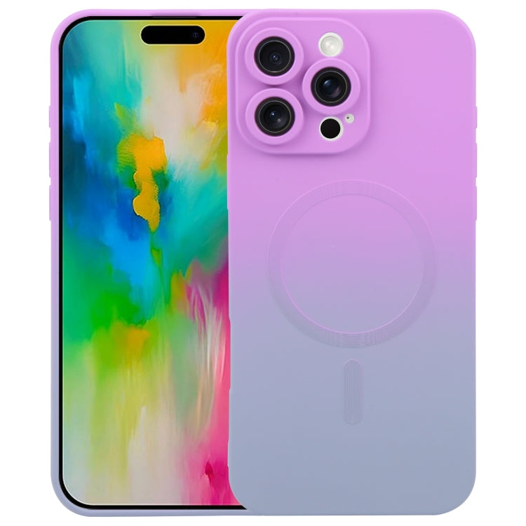 For iPhone 16 Pro Liquid TPU Silicone Gradient MagSafe Phone Case(Purple)