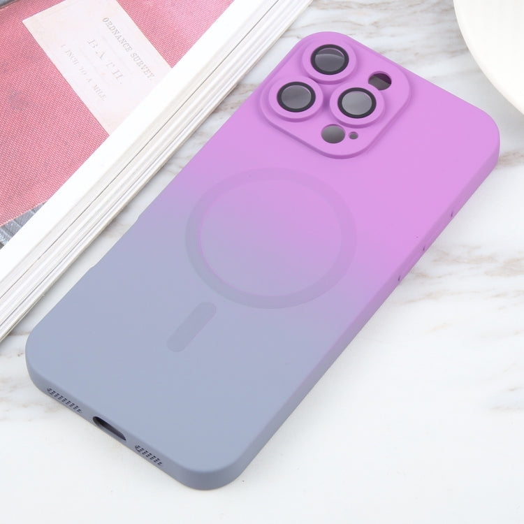 For iPhone 16 Pro Liquid TPU Silicone Gradient MagSafe Phone Case(Purple)