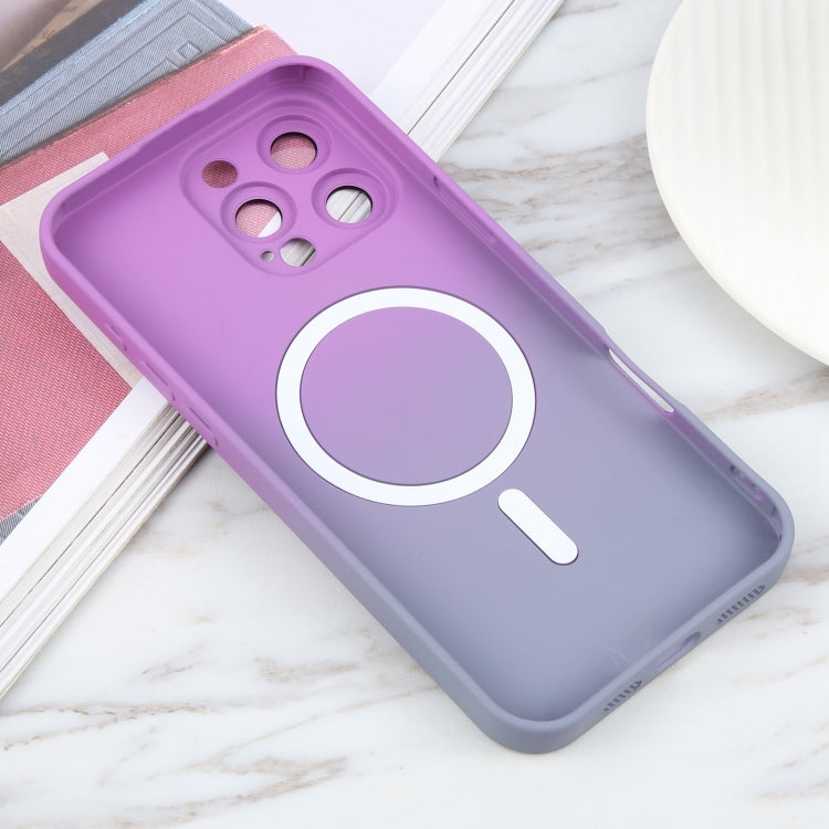 For iPhone 16 Pro Liquid TPU Silicone Gradient MagSafe Phone Case(Purple)