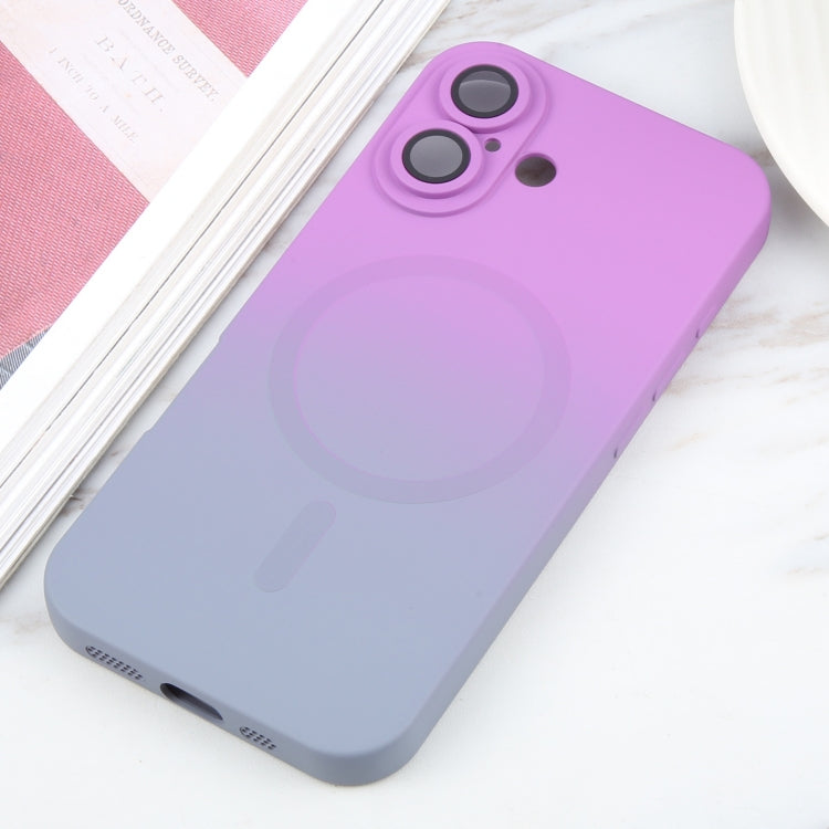 For iPhone 16 Plus Liquid TPU Silicone Gradient MagSafe Phone Case(Purple)