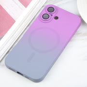 For iPhone 16 Plus Liquid TPU Silicone Gradient MagSafe Phone Case(Purple)