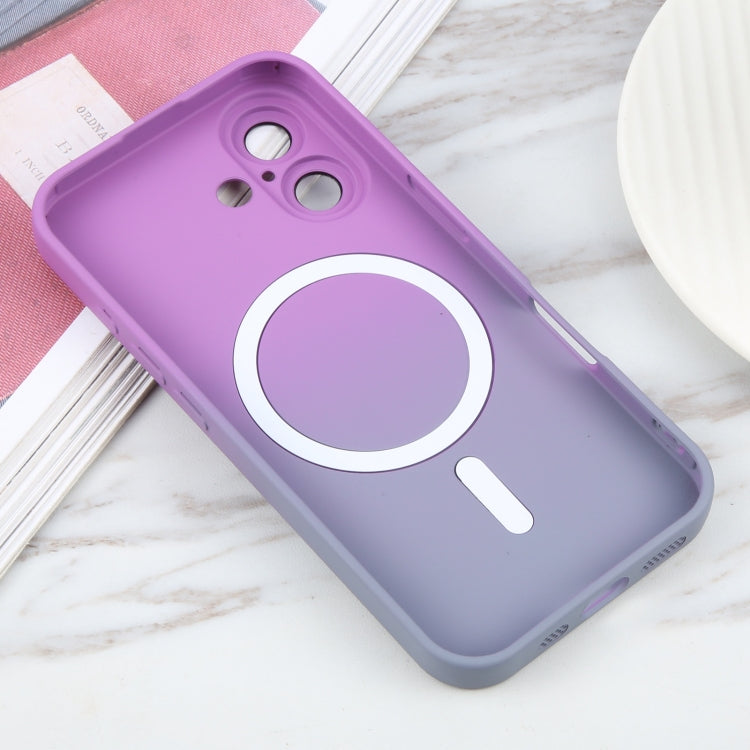 For iPhone 16 Plus Liquid TPU Silicone Gradient MagSafe Phone Case(Purple)