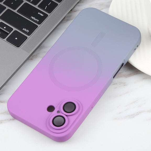 For iPhone 16 Liquid TPU Silicone Gradient MagSafe Phone Case(Purple)