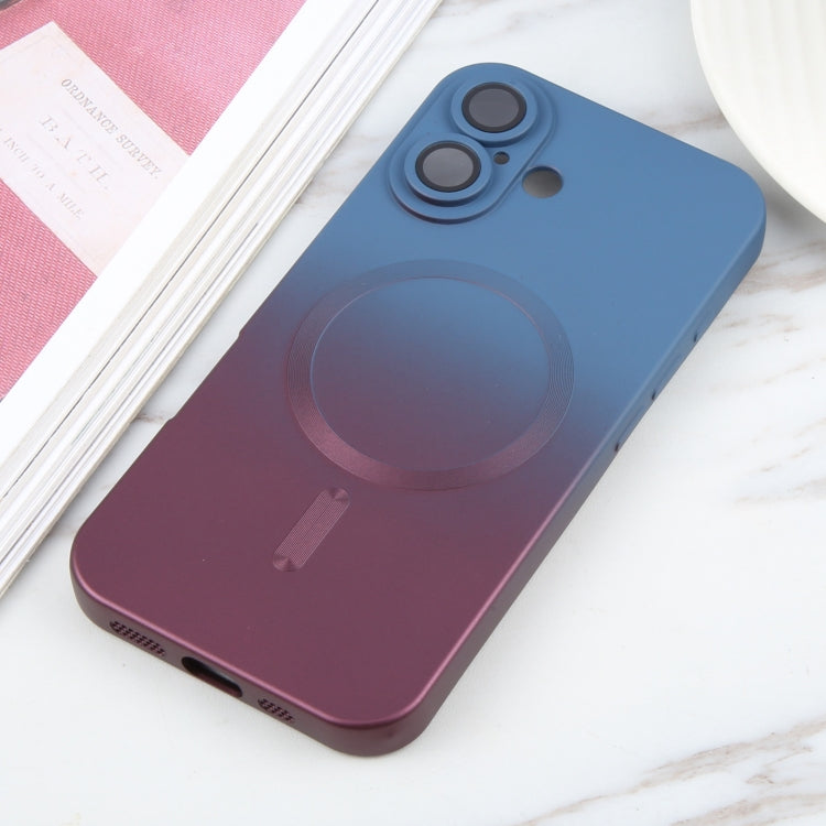 For iPhone 16 Liquid TPU Silicone Gradient MagSafe Phone Case(Blue Purple)