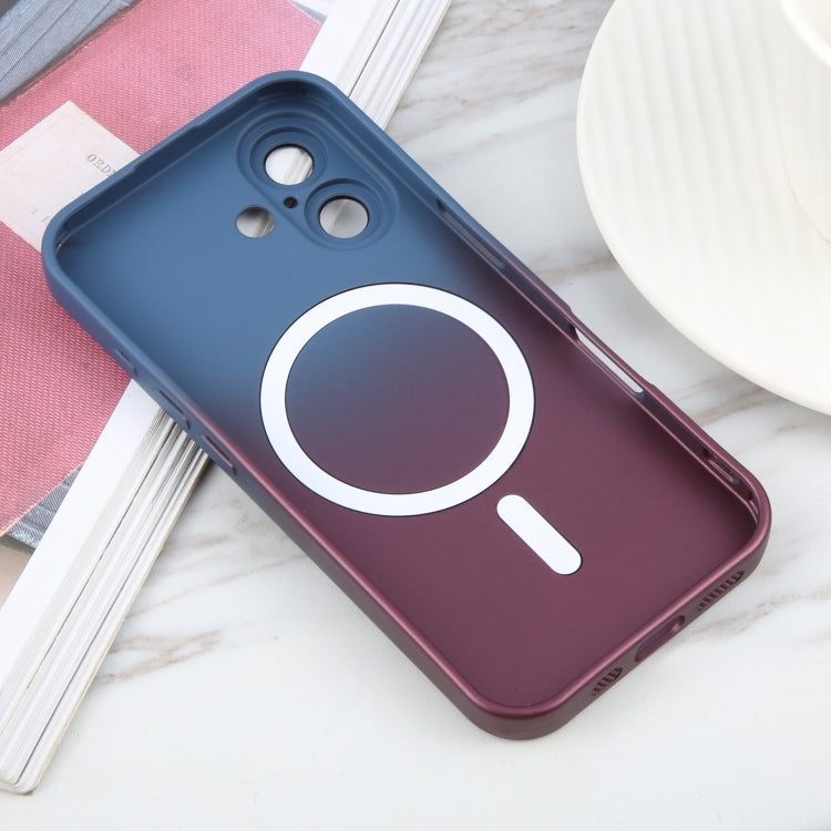 For iPhone 16 Liquid TPU Silicone Gradient MagSafe Phone Case(Blue Purple)