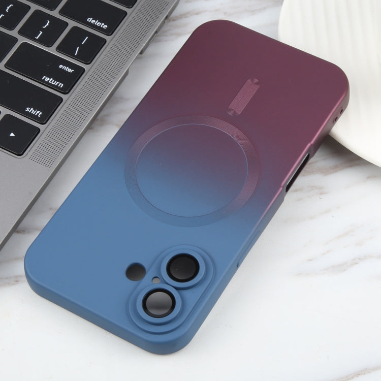 For iPhone 16 Liquid TPU Silicone Gradient MagSafe Phone Case(Blue Purple)
