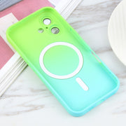 For iPhone 16 Liquid TPU Silicone Gradient MagSafe Phone Case(Cyan Blue)