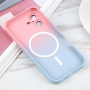 For iPhone 16 Liquid TPU Silicone Gradient MagSafe Phone Case(Pink Blue)