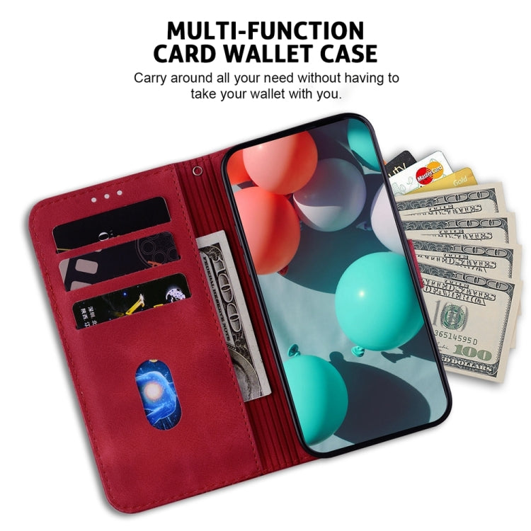 For Xiaomi Redmi Note 13 5G 7-shaped Embossed Leather Phone Case(Red)